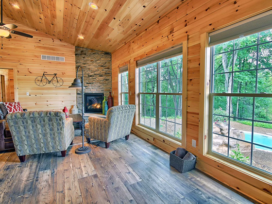 view from the living area of Hocking Hills Cabin