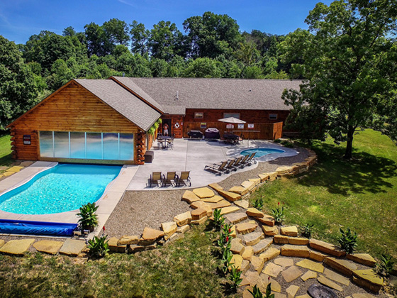 View of indoor outdoor heated pool in Hocking Hills